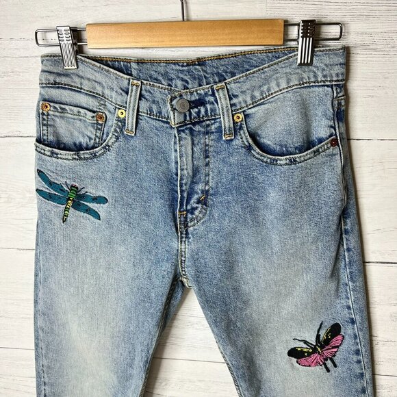 Levis Jeans Mens Size 29X30 Slim Taper Butterfly Dragonfly Embroidered - Picture 10 of 16